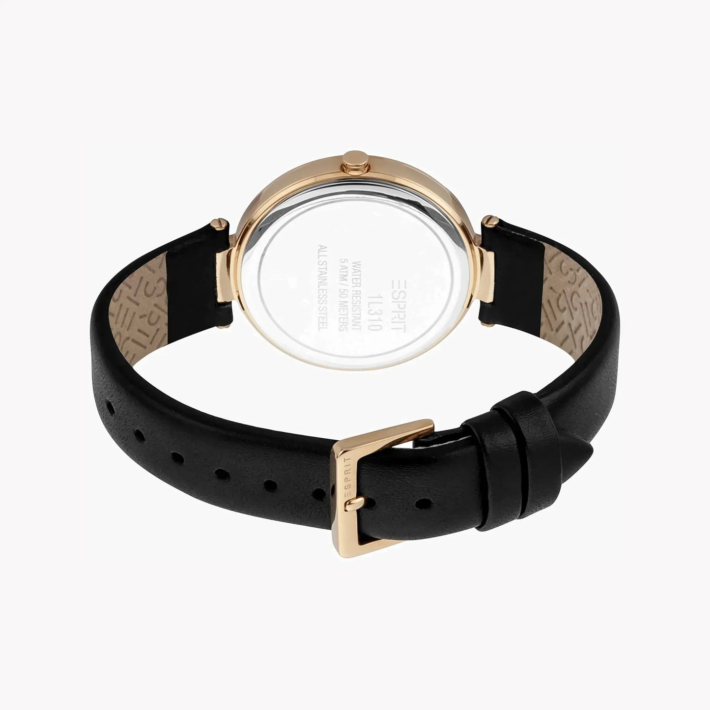 Esprit Women's Black Leather Watch, Silver Dial | Es1l162m0015 by ESPRIT