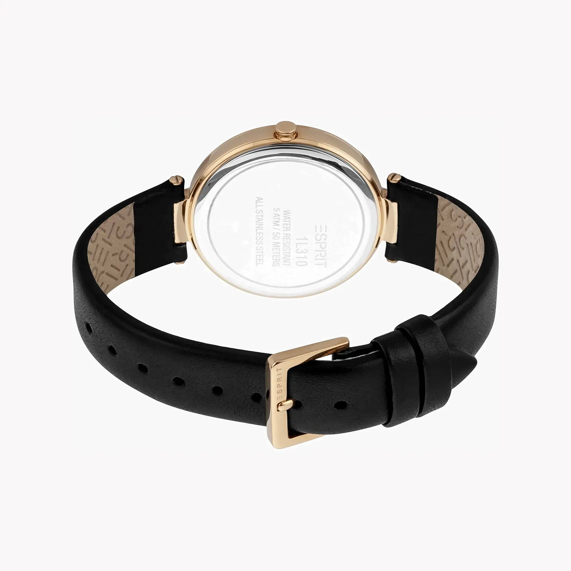 Esprit Women's Black Leather Watch, Silver Dial | Es1l162m0015 by ESPRIT
