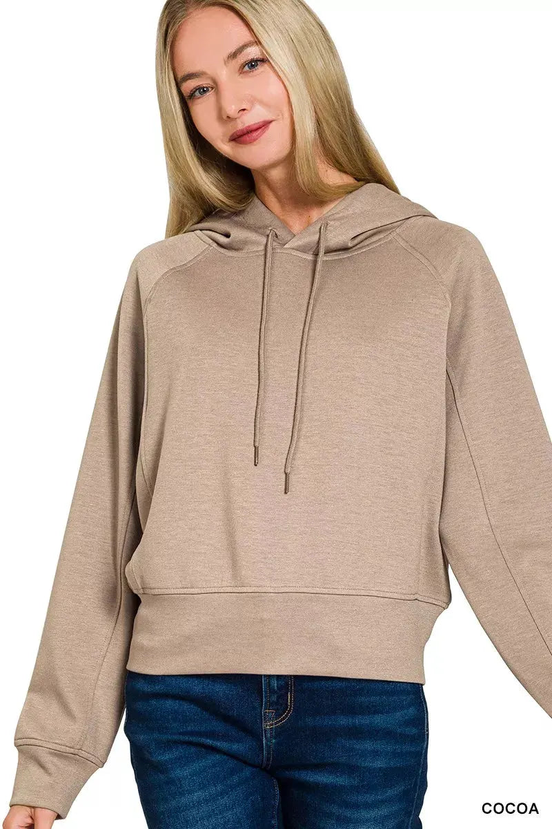 Zenana Drawstring Scuba Hoodie by Zenana