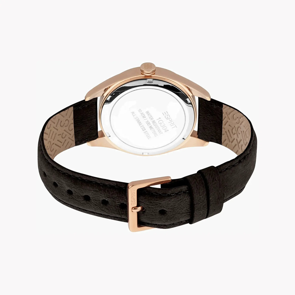 Esprit Men's Brown Leather Watch, Silver Dial | Es1g292m0035 by ESPRIT