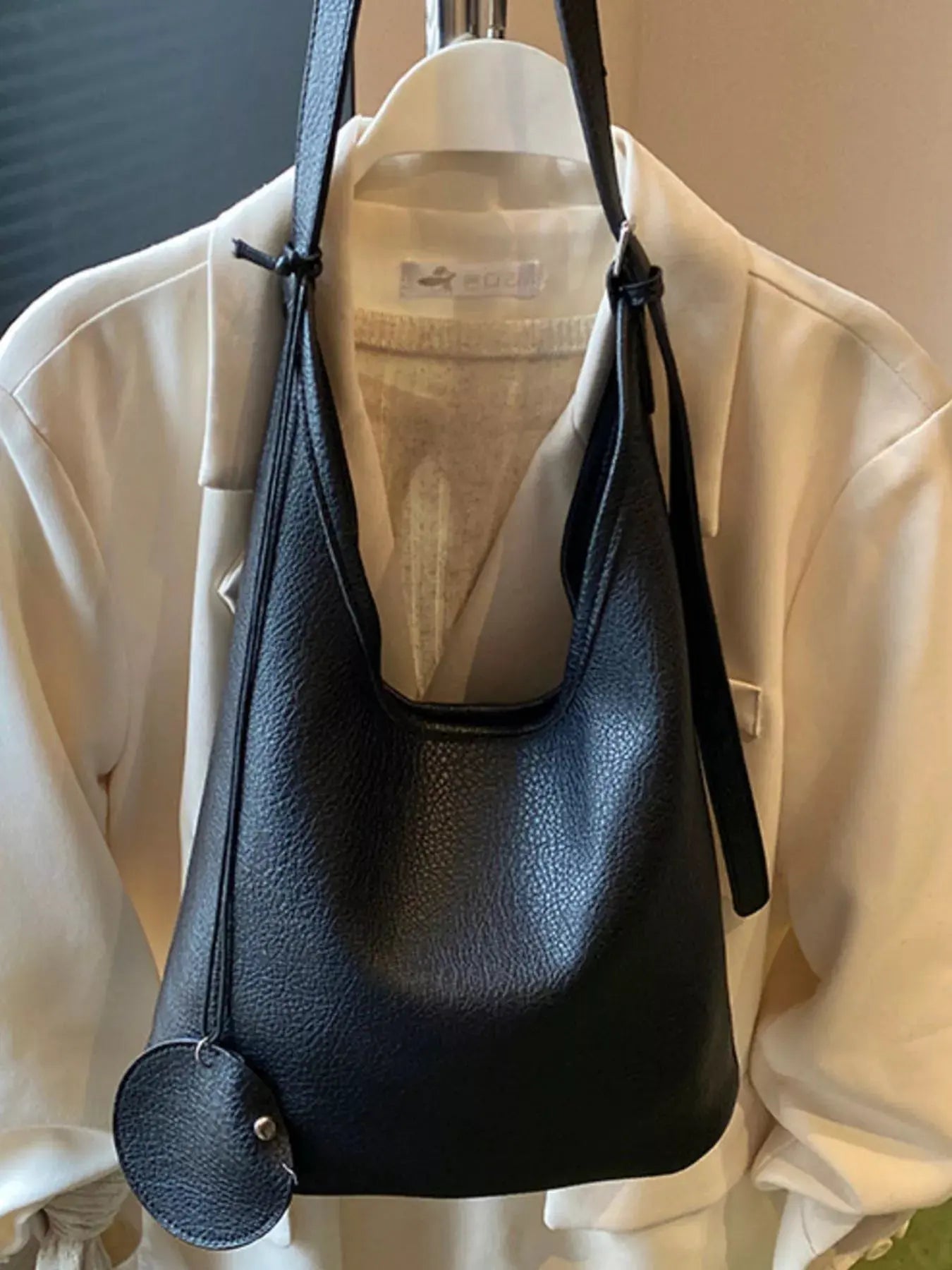Solid Color Leather Handbag by Partner Label