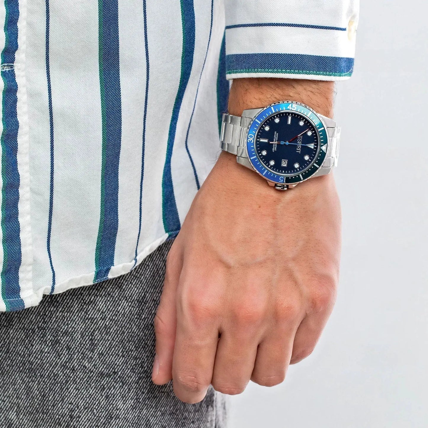 Esprit Men's Silver Stainless Steel Watch, Blue Dial | Es1g010m0035 by ESPRIT