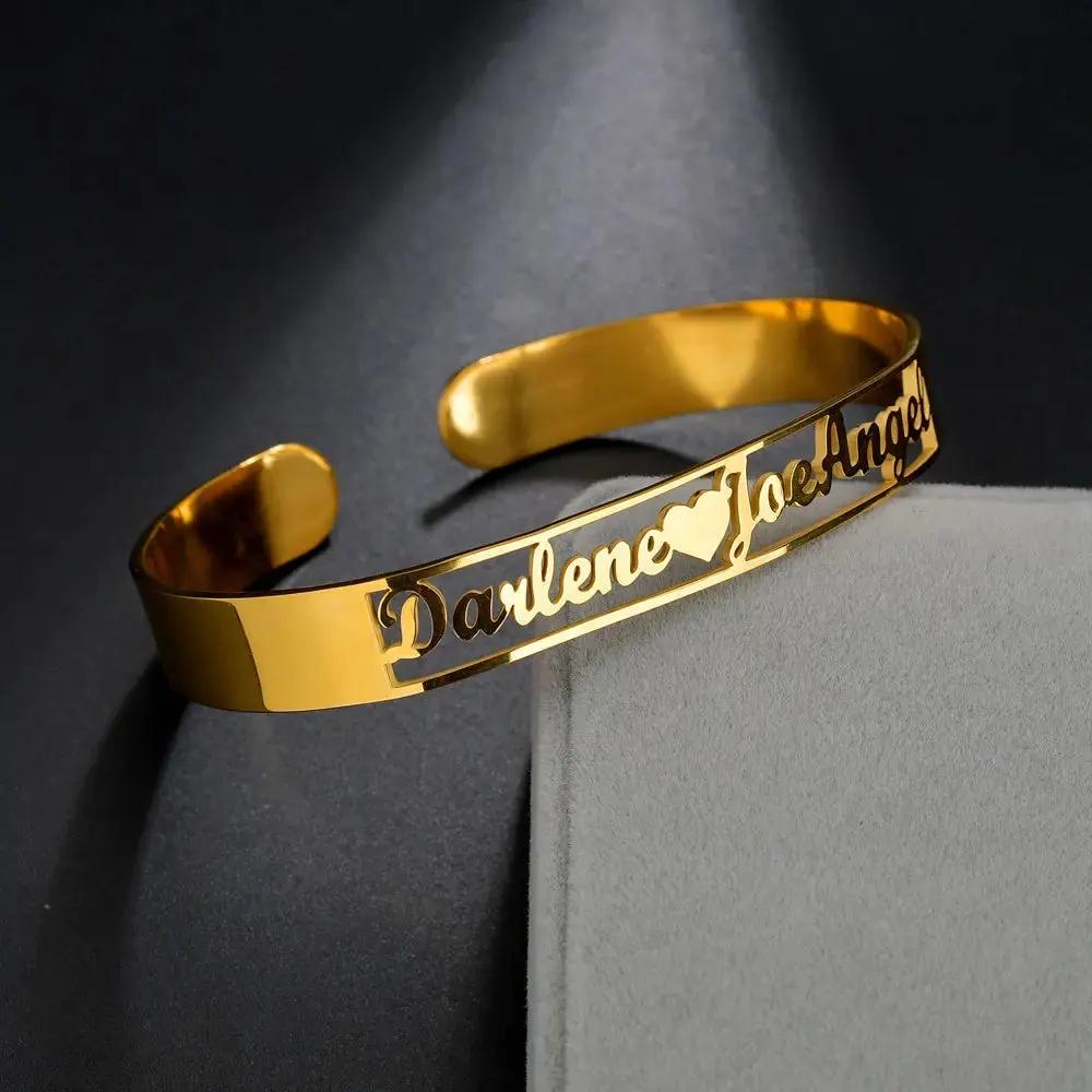 Customized Name Bracelet Personalized Custom Bangles Stainless Steel Jewelry by Maiden-Art
