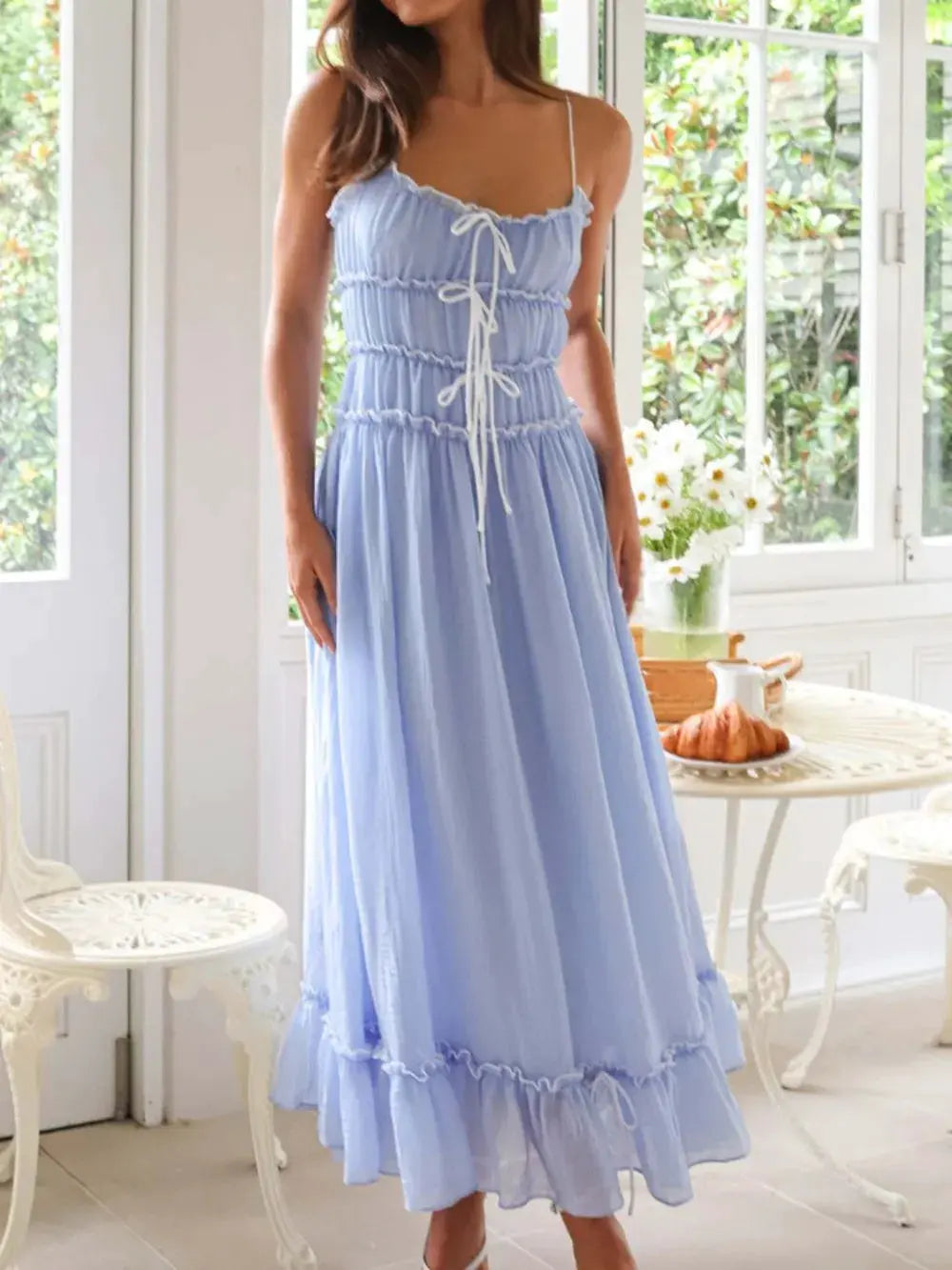 Devine Frill Ruffled Hem Midi Cami Dress by Devine
