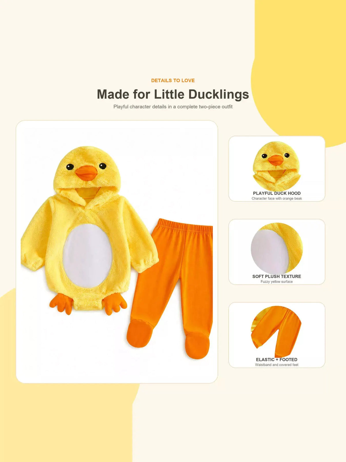 Children's Duck Hooded Bodysuit and Pants Two-Piece Set by Trendsi