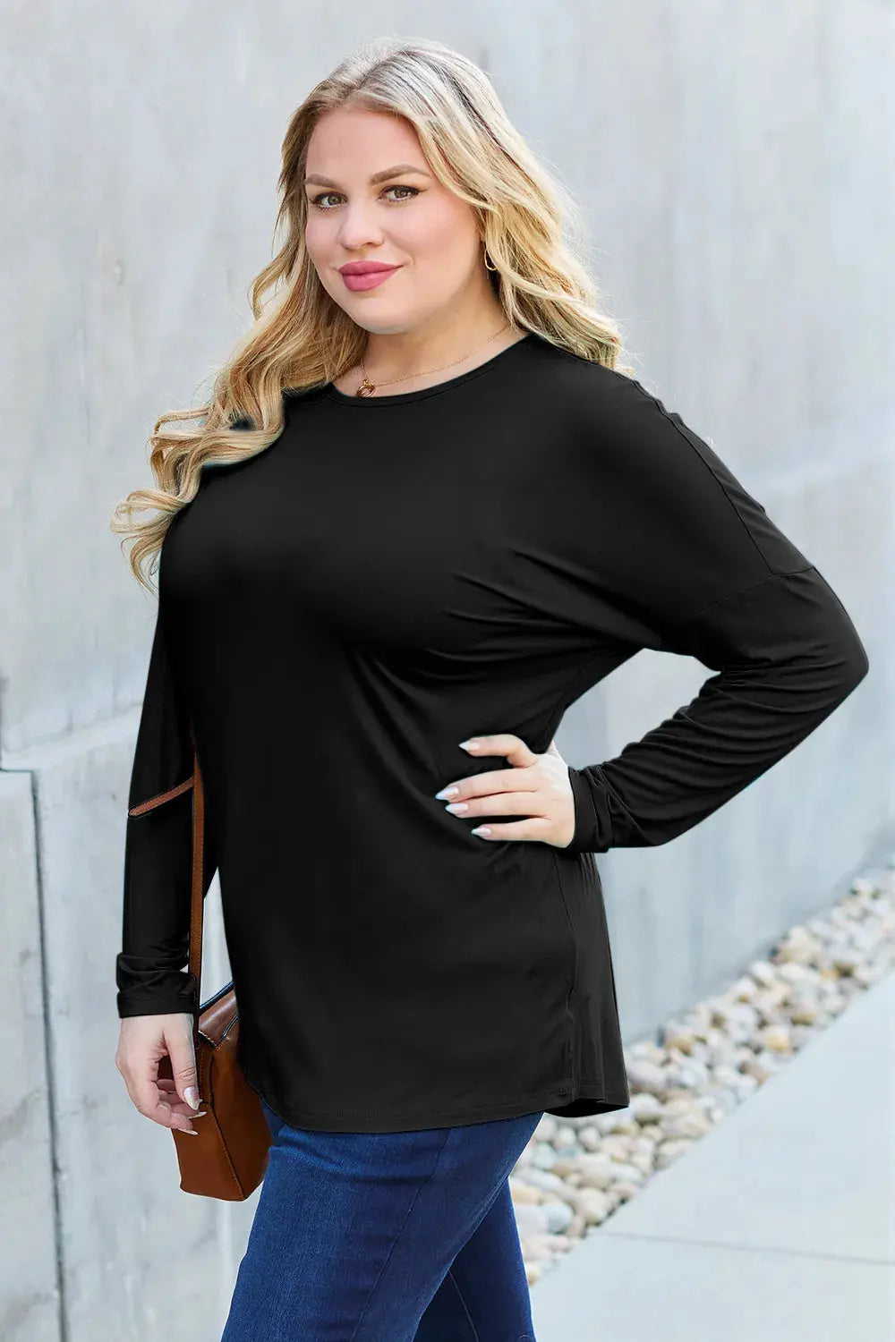 Basic Bae Full Size Round Neck Dropped Shoulder T-Shirt by Basic Bae