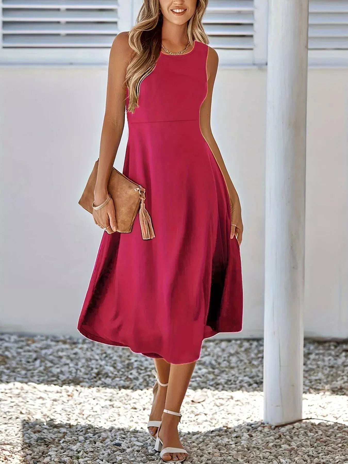 Sleeveless A-Line Midi Dress by Partner Label