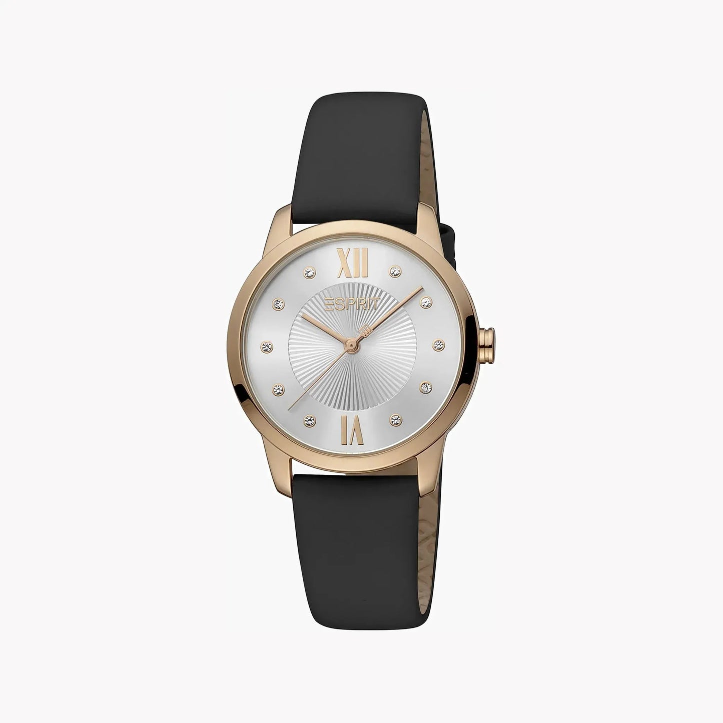 Esprit Women's Black Leather Watch, Silver Dial | Es1l167m0035 by ESPRIT