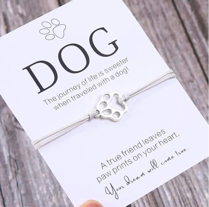 Friendship Bracelet Gift for Him Paw Print Bracelet Dog Lover Gift Dog Lover Jewelry Wish Bracelet Gift for Pet Dog Parents by Maiden-Art