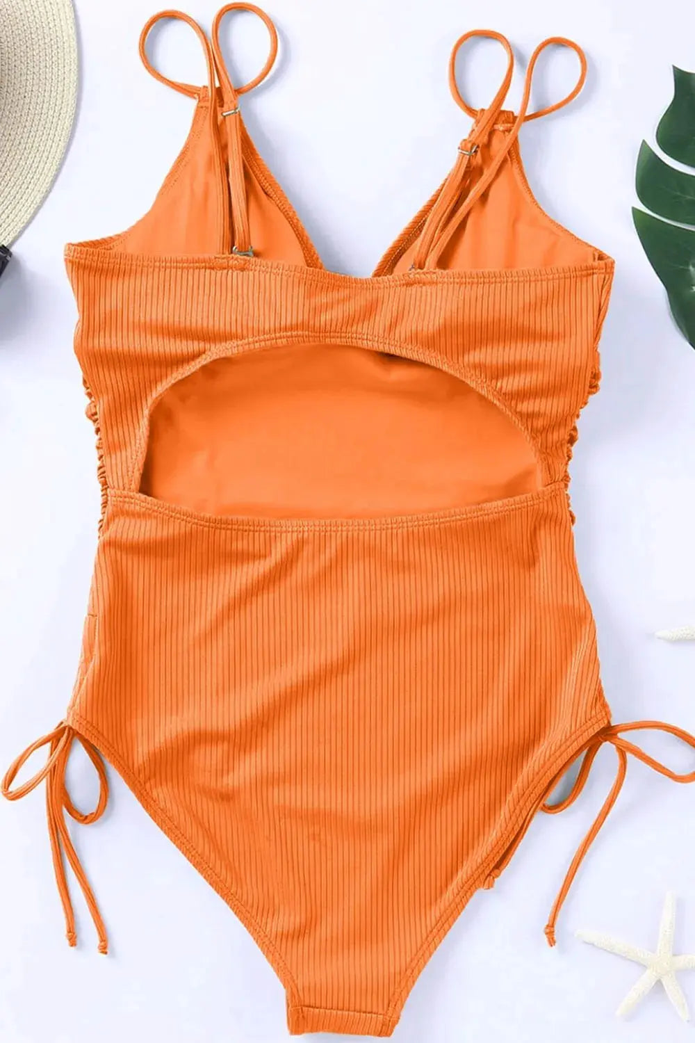 Drawstring Plunge One-Piece Swimwear by Partner Label