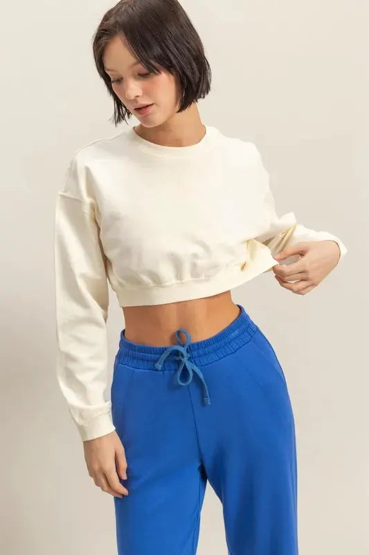 HYFVE Crew Neck Long Sleeve Crop Sweatshirt by HYFVE