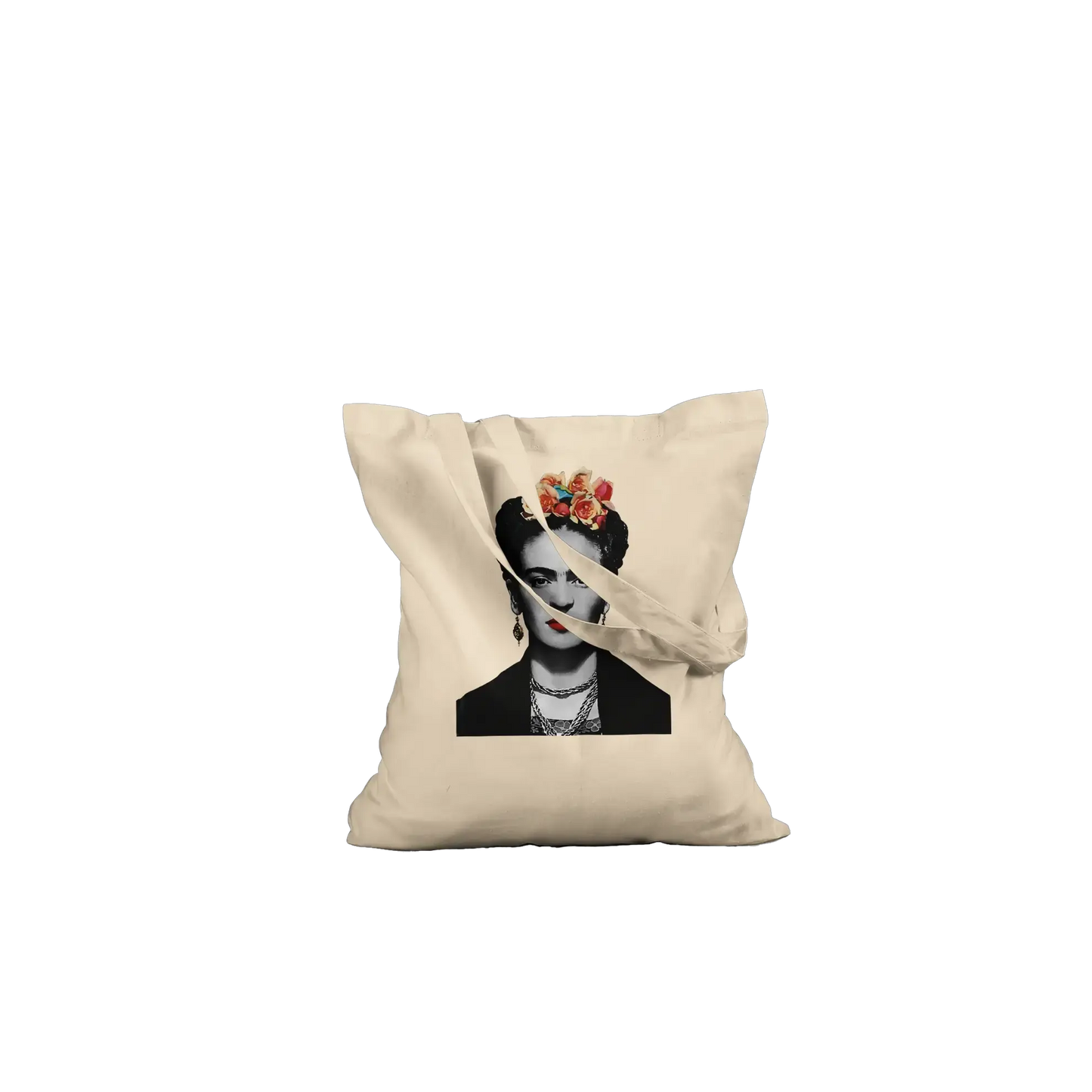 Frida Kahlo with Flowers Portrait artwork tote bag by Art-O-Rama Shop