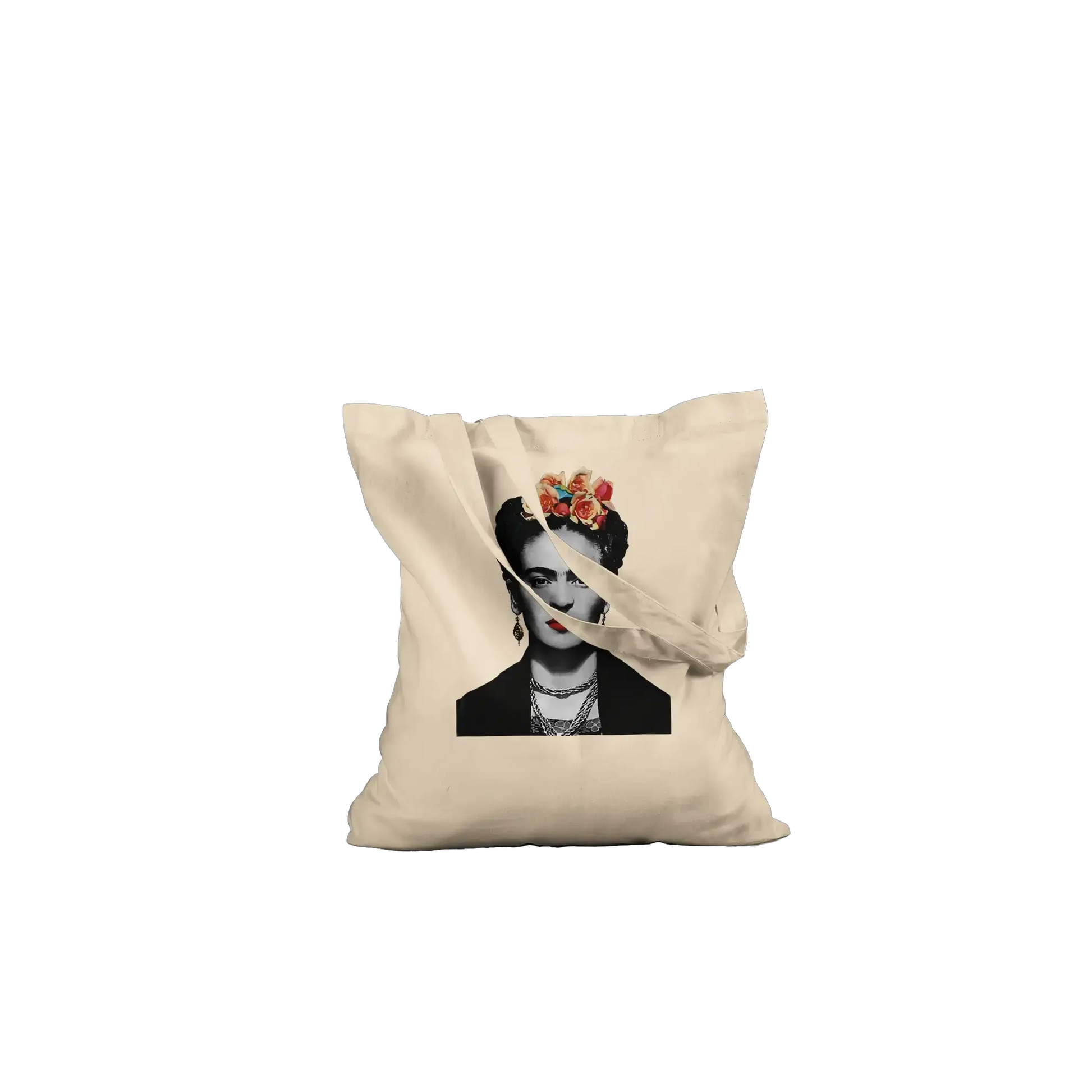 Frida Kahlo with Flowers Portrait artwork tote bag by Art-O-Rama Shop