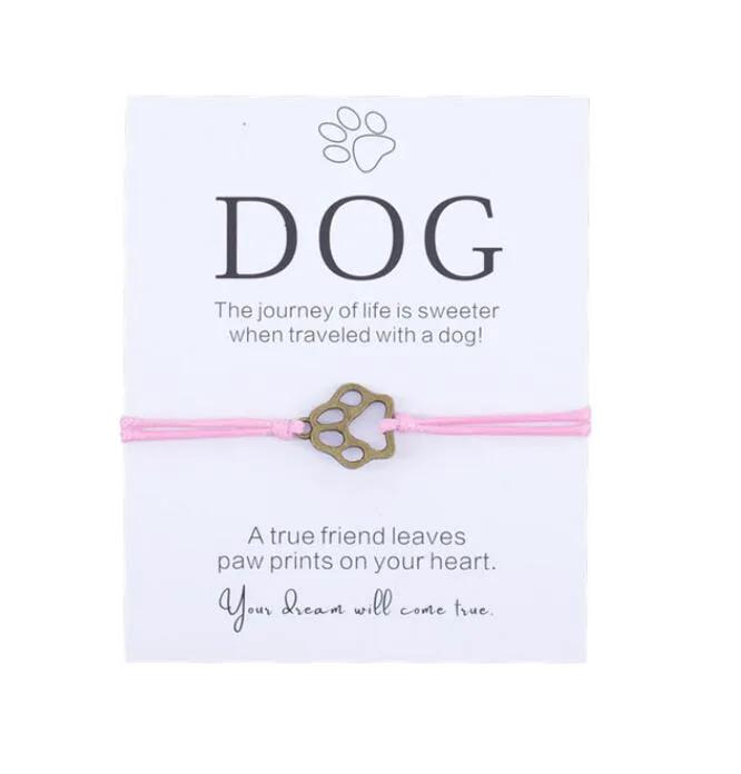 Friendship Bracelet Gift for Him Paw Print Bracelet Dog Lover Gift Dog Lover Jewelry Wish Bracelet Gift for Pet Dog Parents by Maiden-Art