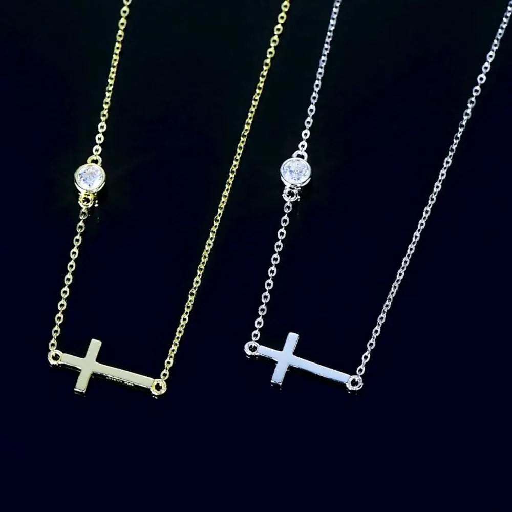 Cross 925 Sterling Silver Moissanite Necklace by Partner Label