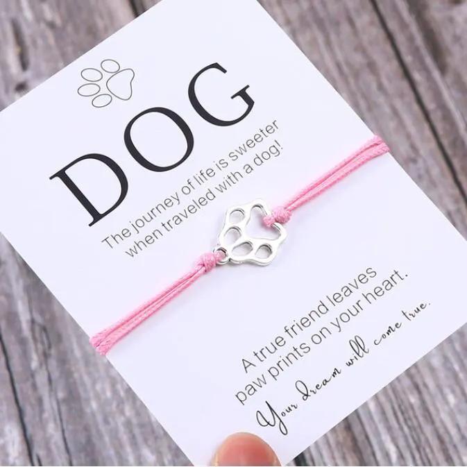 Friendship Bracelet Gift for Him Paw Print Bracelet Dog Lover Gift Dog Lover Jewelry Wish Bracelet Gift for Pet Dog Parents by Maiden-Art