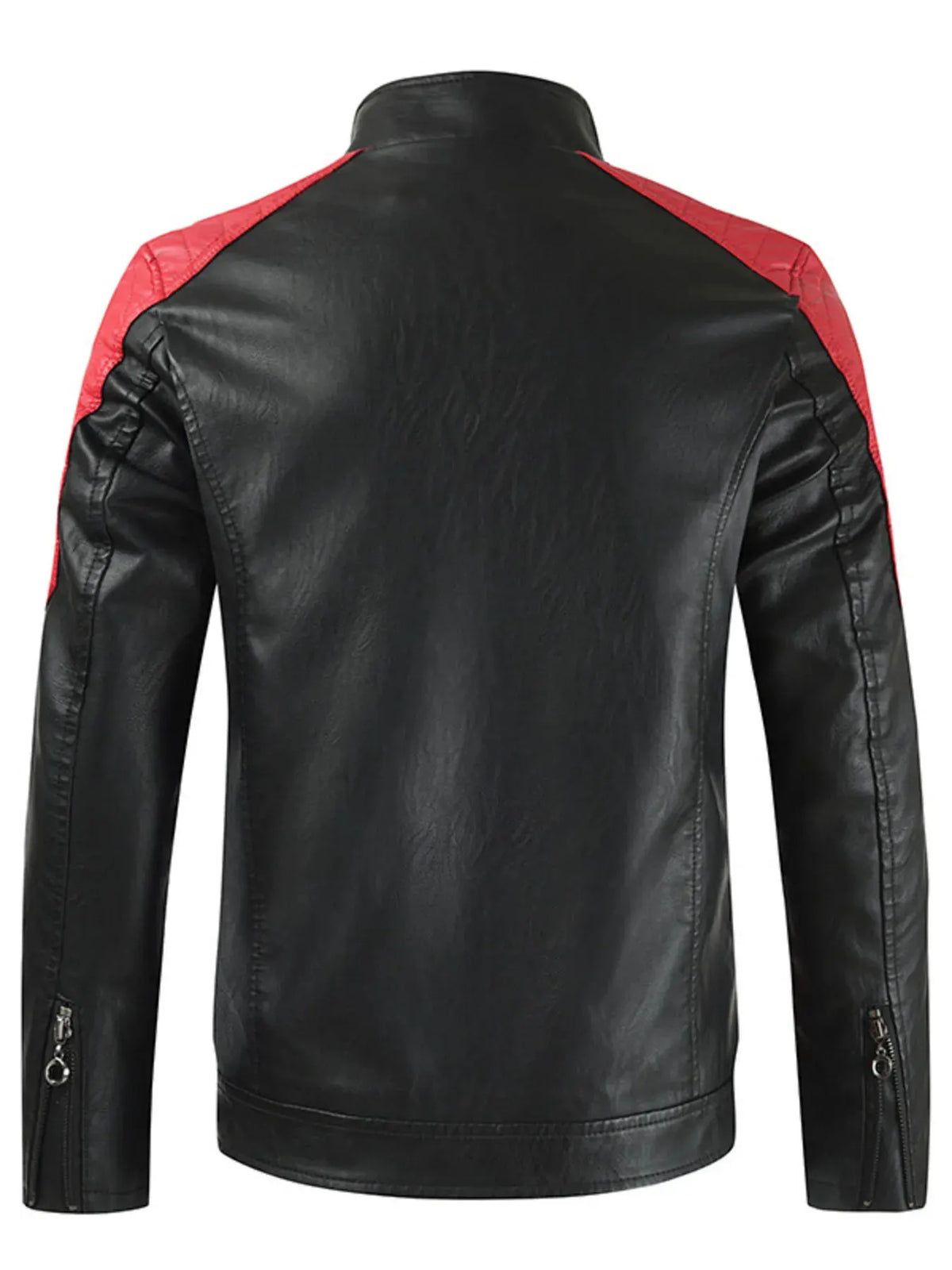 Men's Plus Size Color Block Leather Jacket by Trendsi