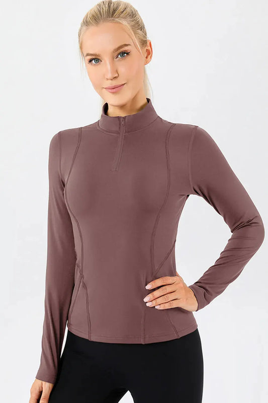 Mock Neck Quarter Zip Active T-Shirt by Partner Label