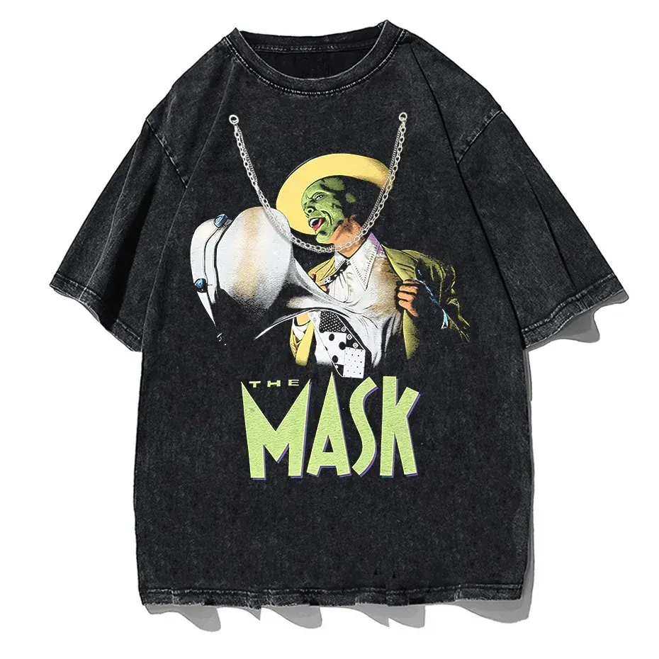 Hip Hop Spoof Portrait Graphic Washed Distressed T-Shirt by Vimost Shop