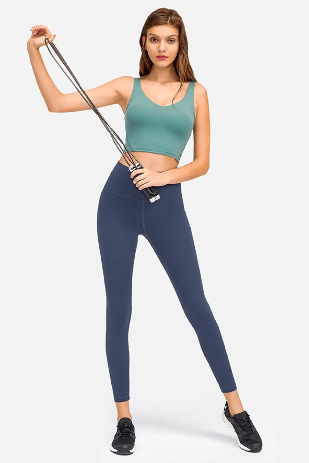 Millennia Deep V-Neck Crop Sports Bra by Millennia