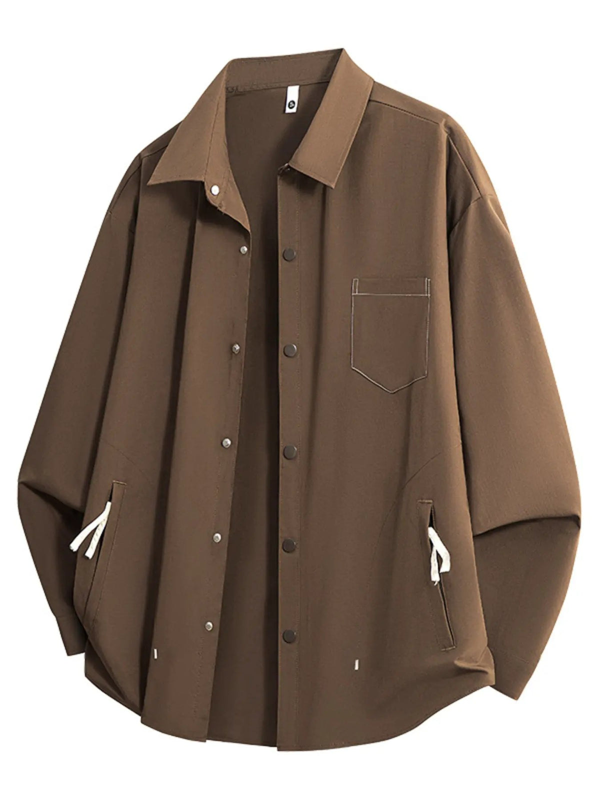 Men's Full Size Snap Down Long Sleeve Shacket Plus Size by Trendsi