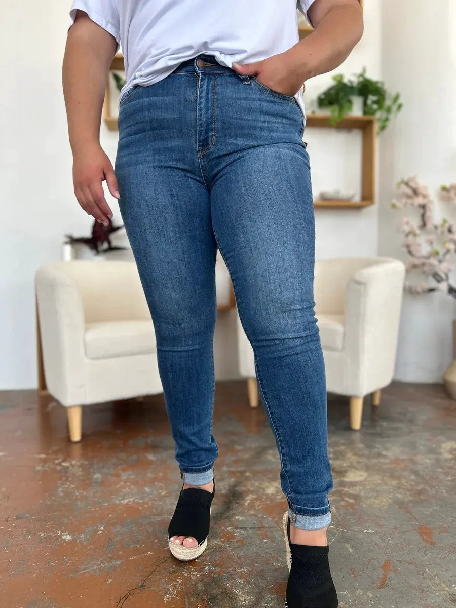 Judy Blue Full Size Cuffed Hem Skinny Jeans by Judy Blue