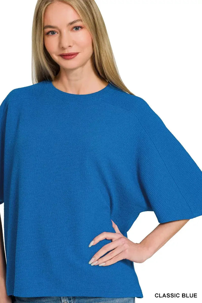 Zenana Double Knit Short Sleeve Top by Zenana