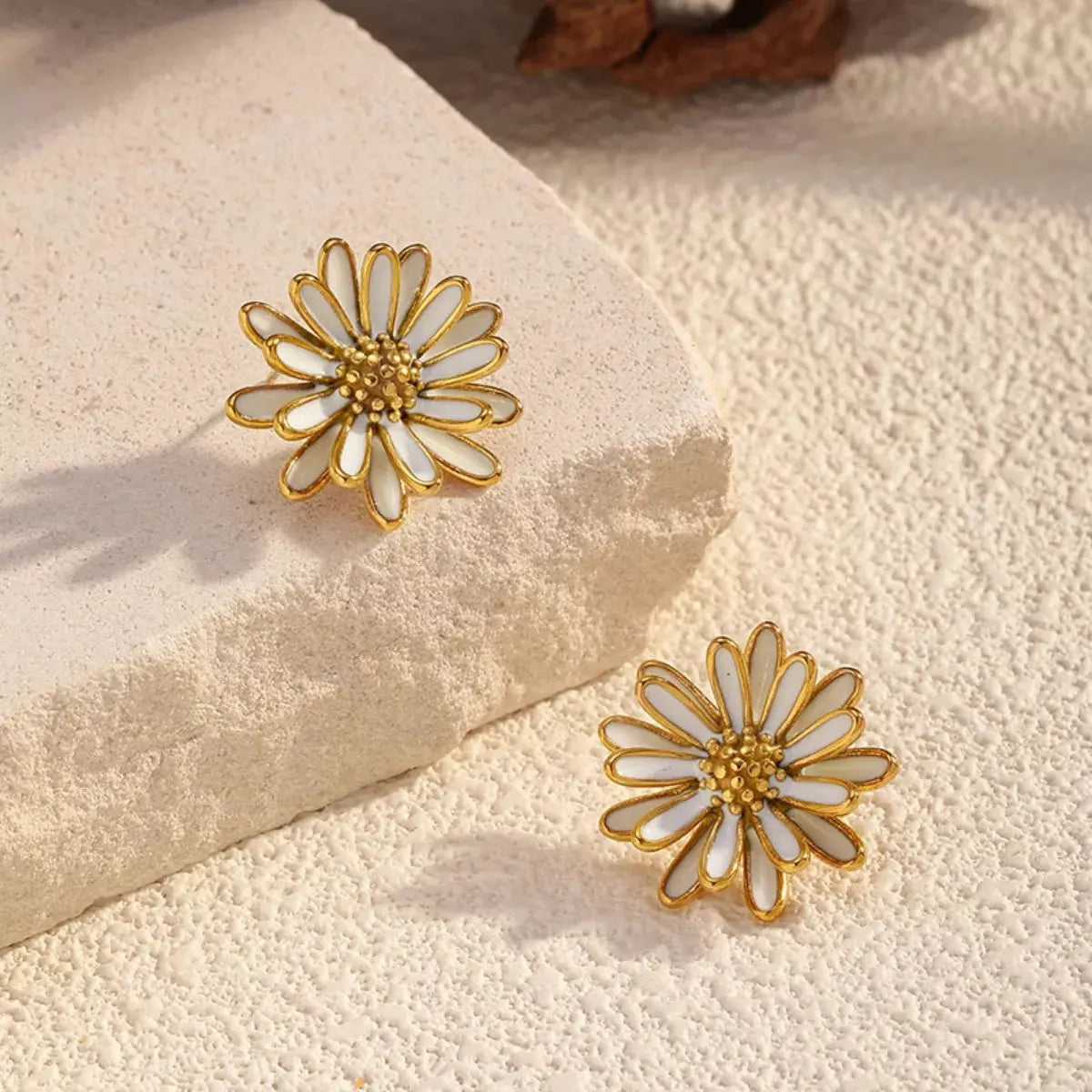 18K Gold-Plated Flower Stud Earrings by Partner Label