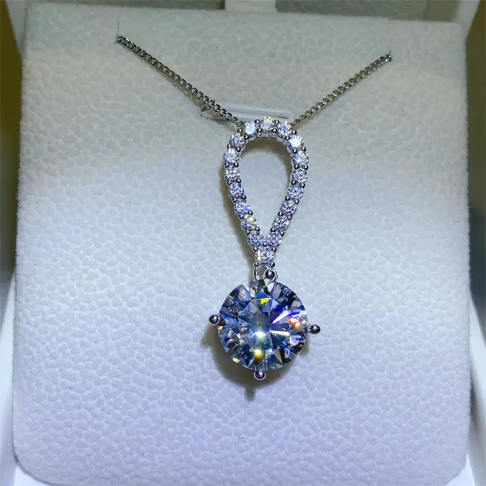 5 Carat Moissanite 925 Sterling Silver Teardrop Necklace by Partner Labels