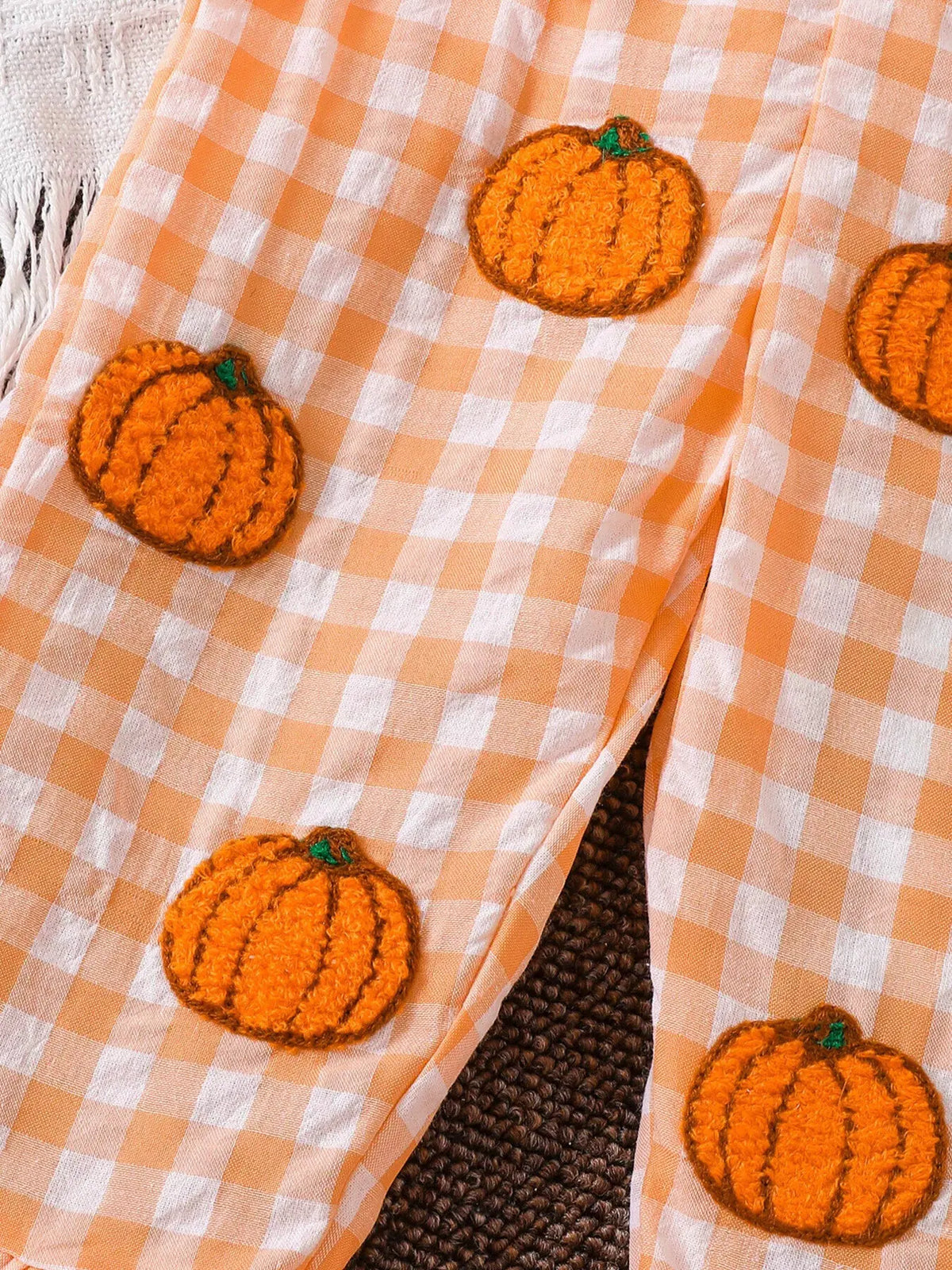 Children's Little Pumpkin Gingham Ruffle Hem Jumpsuit by Partner Label