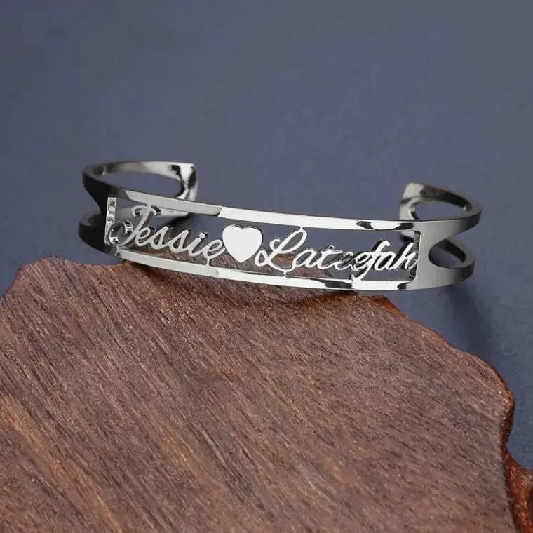 Customized Name Bracelet Personalized Custom Bangles Stainless Steel Jewelry by Maiden-Art
