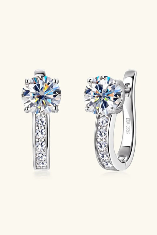 2 Carat Moissanite 925 Sterling Silver Earrings by Partner Label