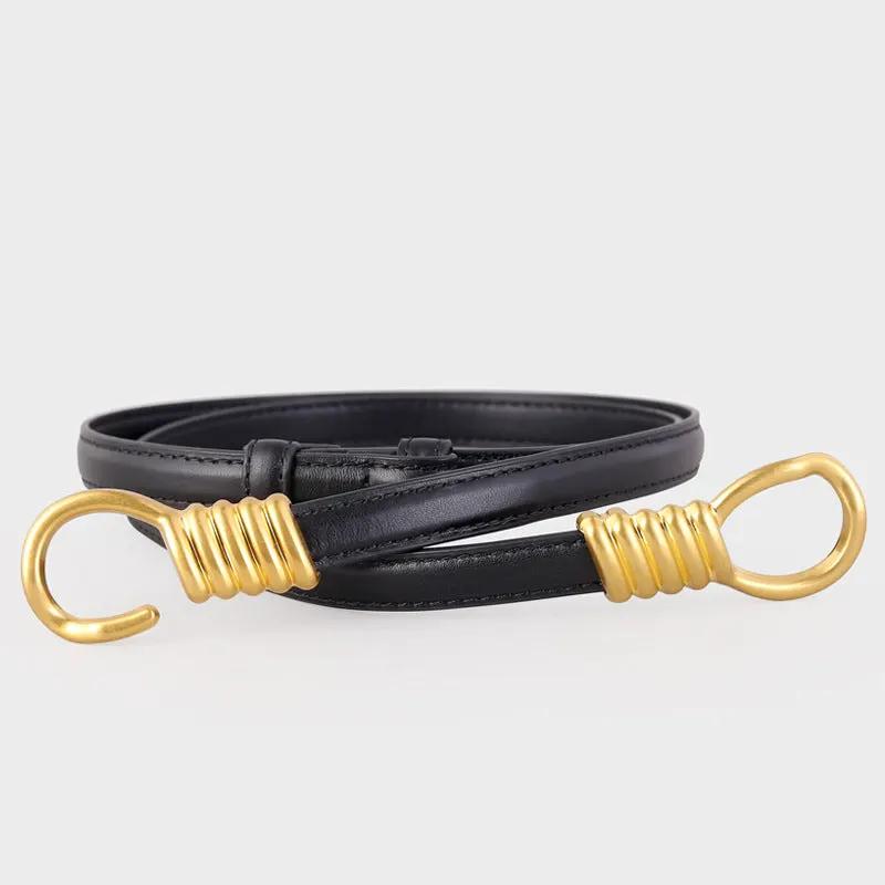 Hook Buckle Skinny Belt by Trendsi