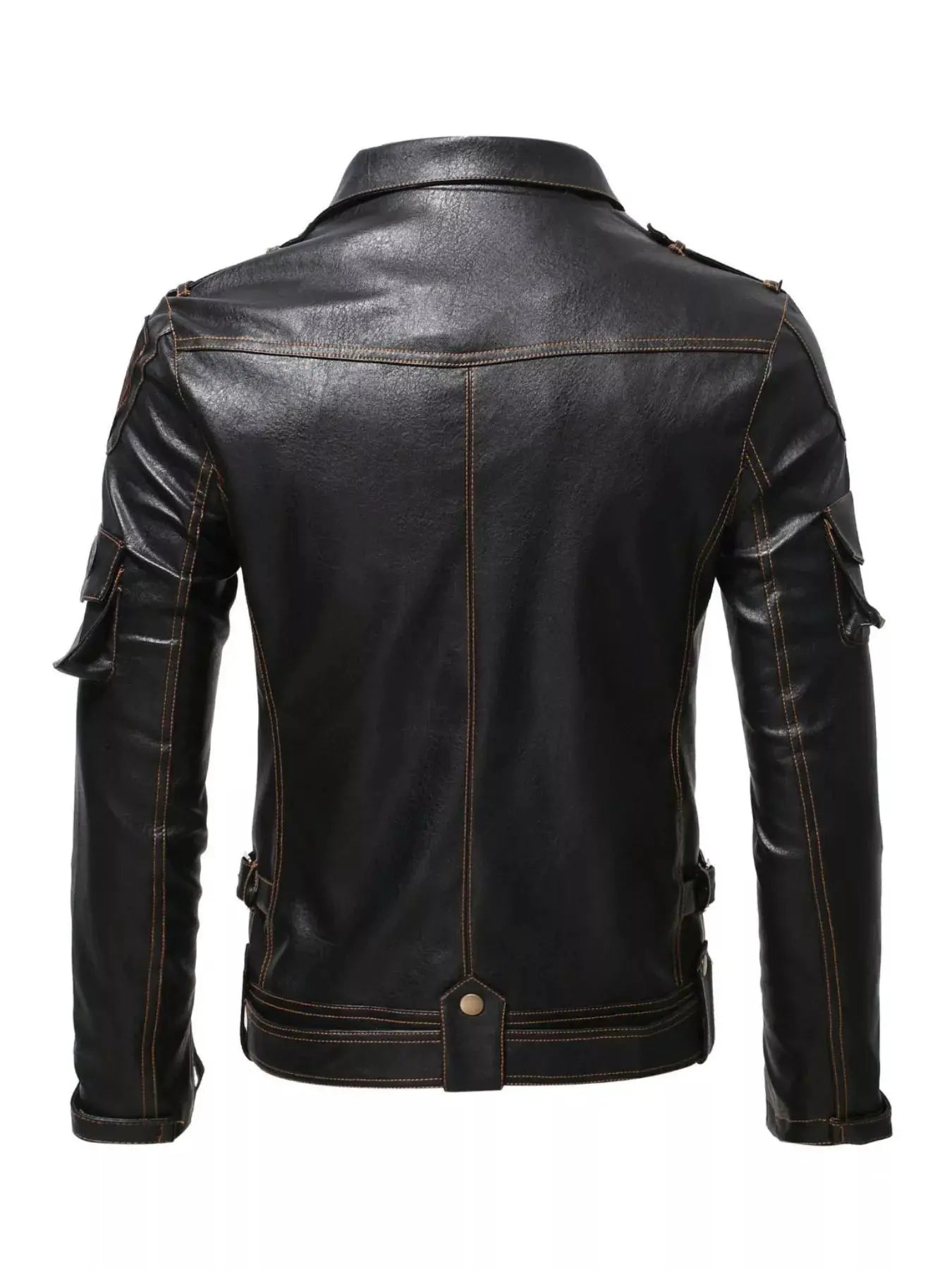 Men's Full Size Faux Leather Motorcycle Jacket Plus Size by Partner Label
