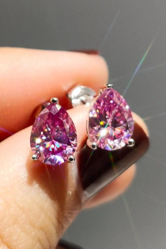2 Carat Teardrop Moissanite Platinum-Plated Stud Earrings by Partner Label