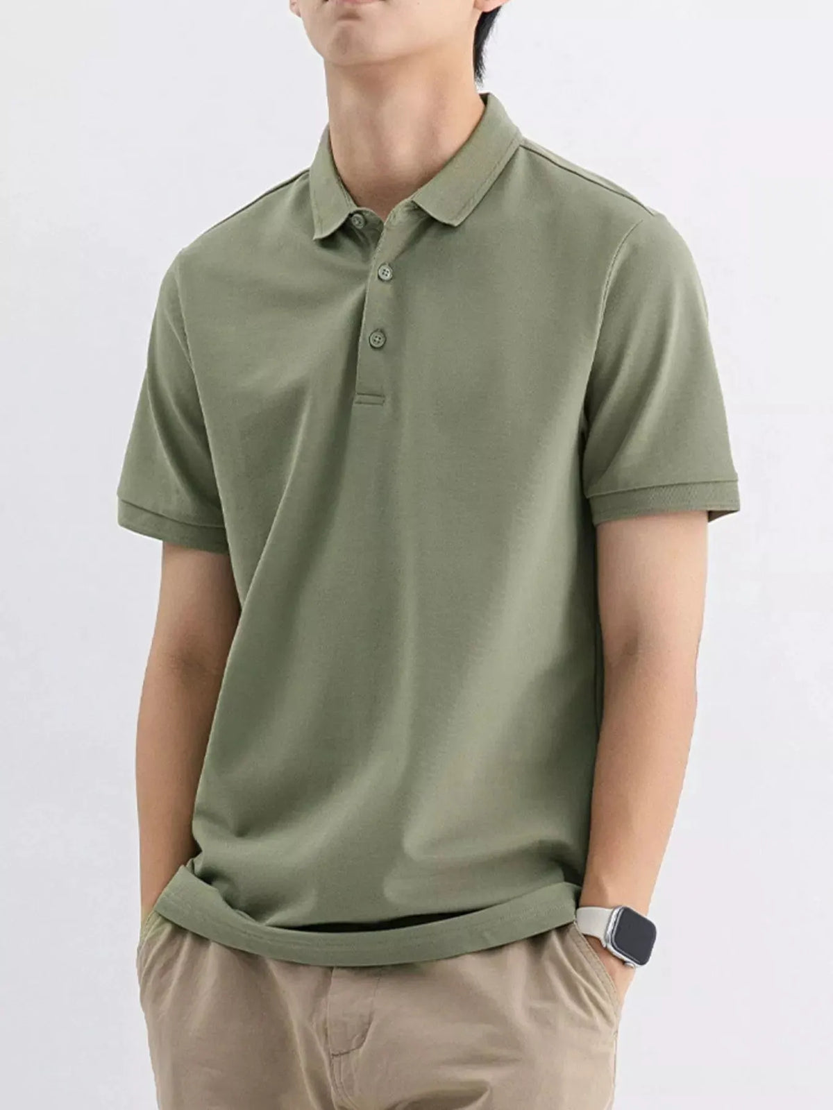 Men's Plus Size Solid Color Short Sleeve Polo by Trendsi