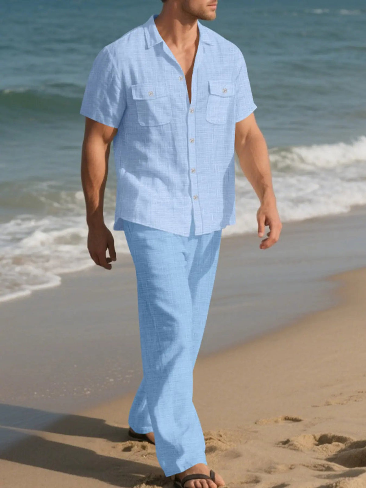 Men's Full Size Casual Button Up Shirt and Pants Set Plus Size by Trendsi