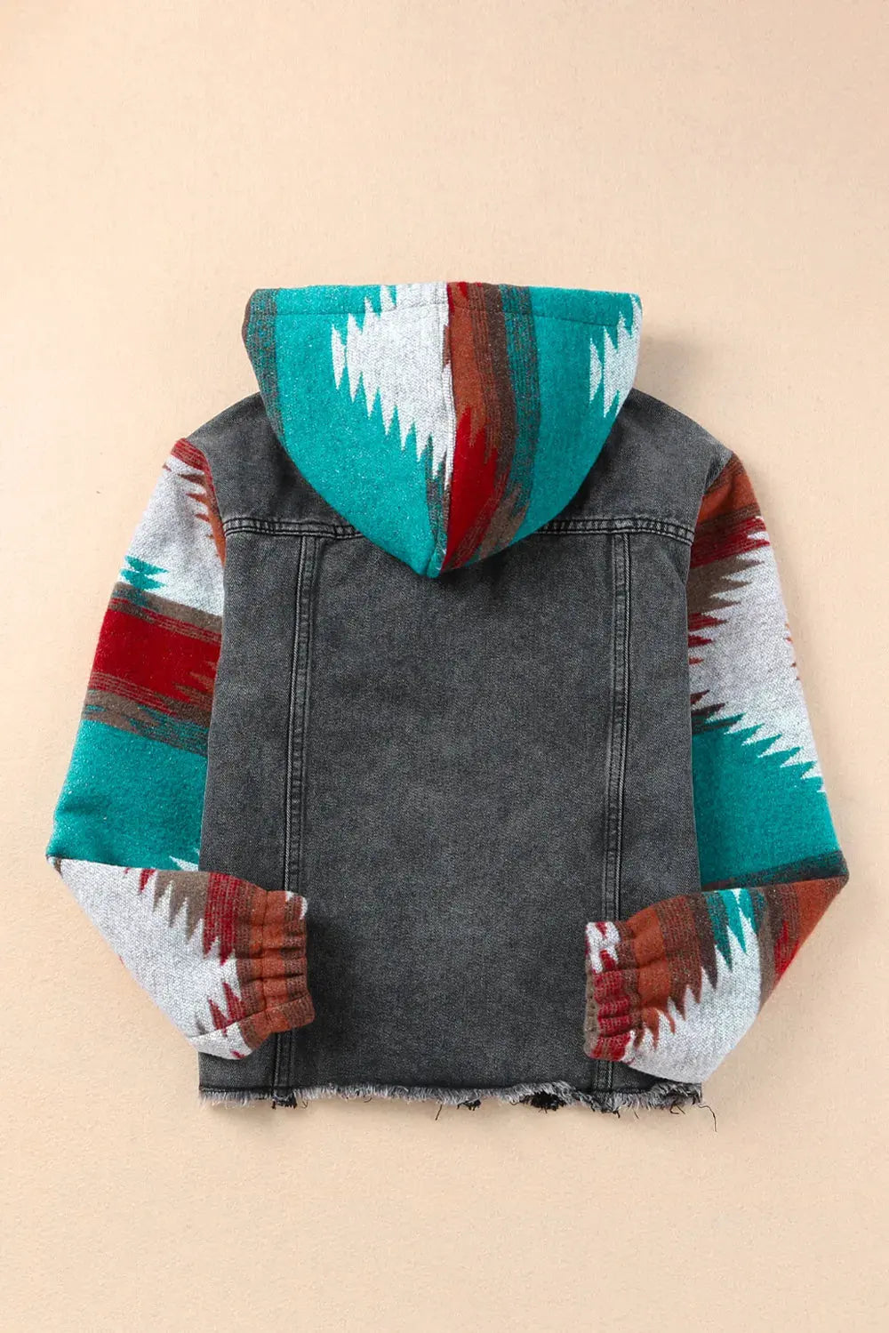 Drawstring Hooded Pocketed Denim Jacket by Partner Label