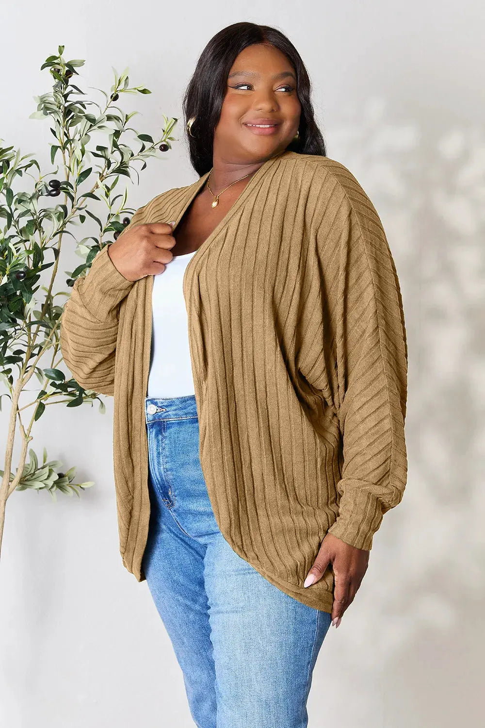 Basic Bae Full Size Ribbed Cocoon Cardigan by Basic Bae