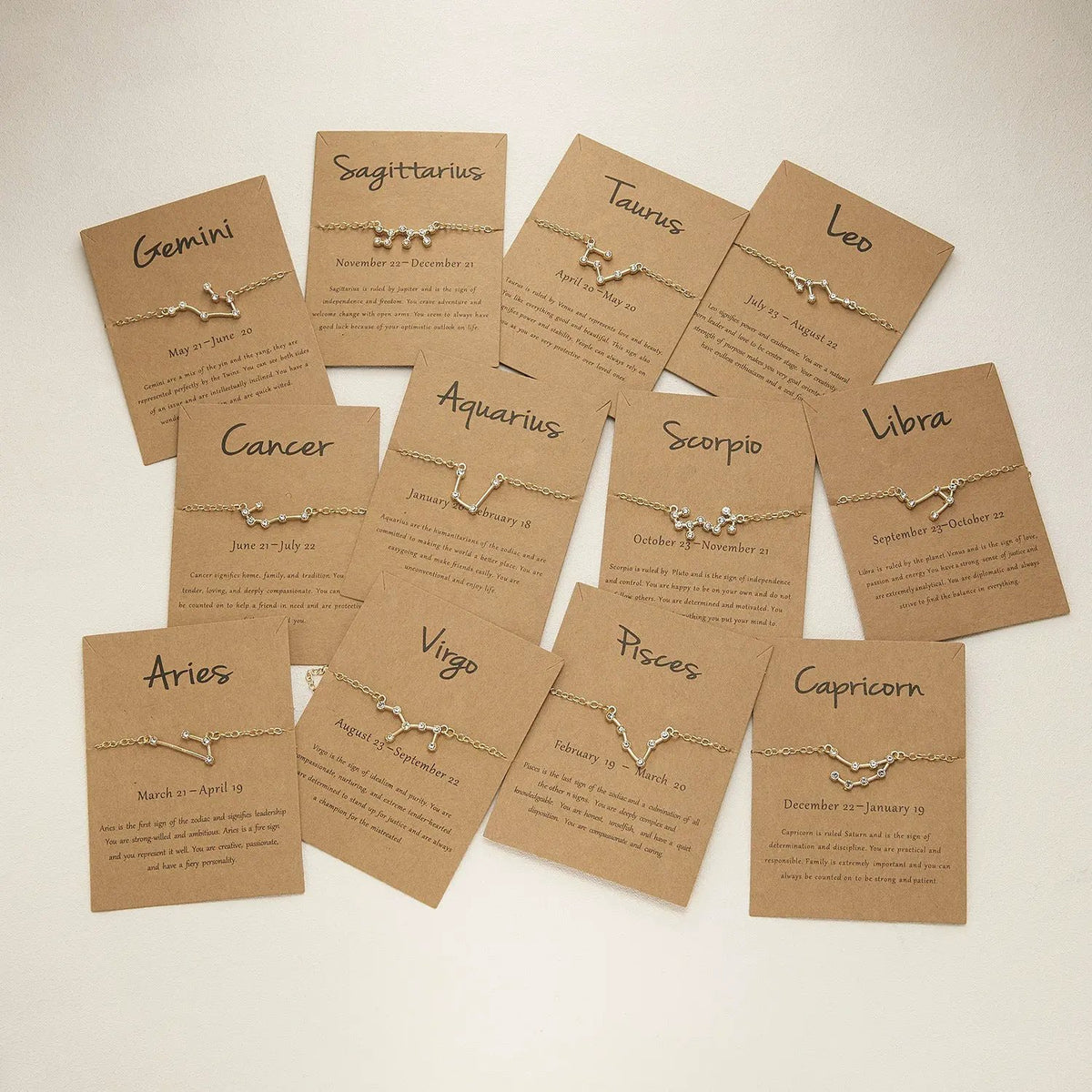 Women's Twelve Constellation Paper Card Chain Bracelet by Maiden-Art