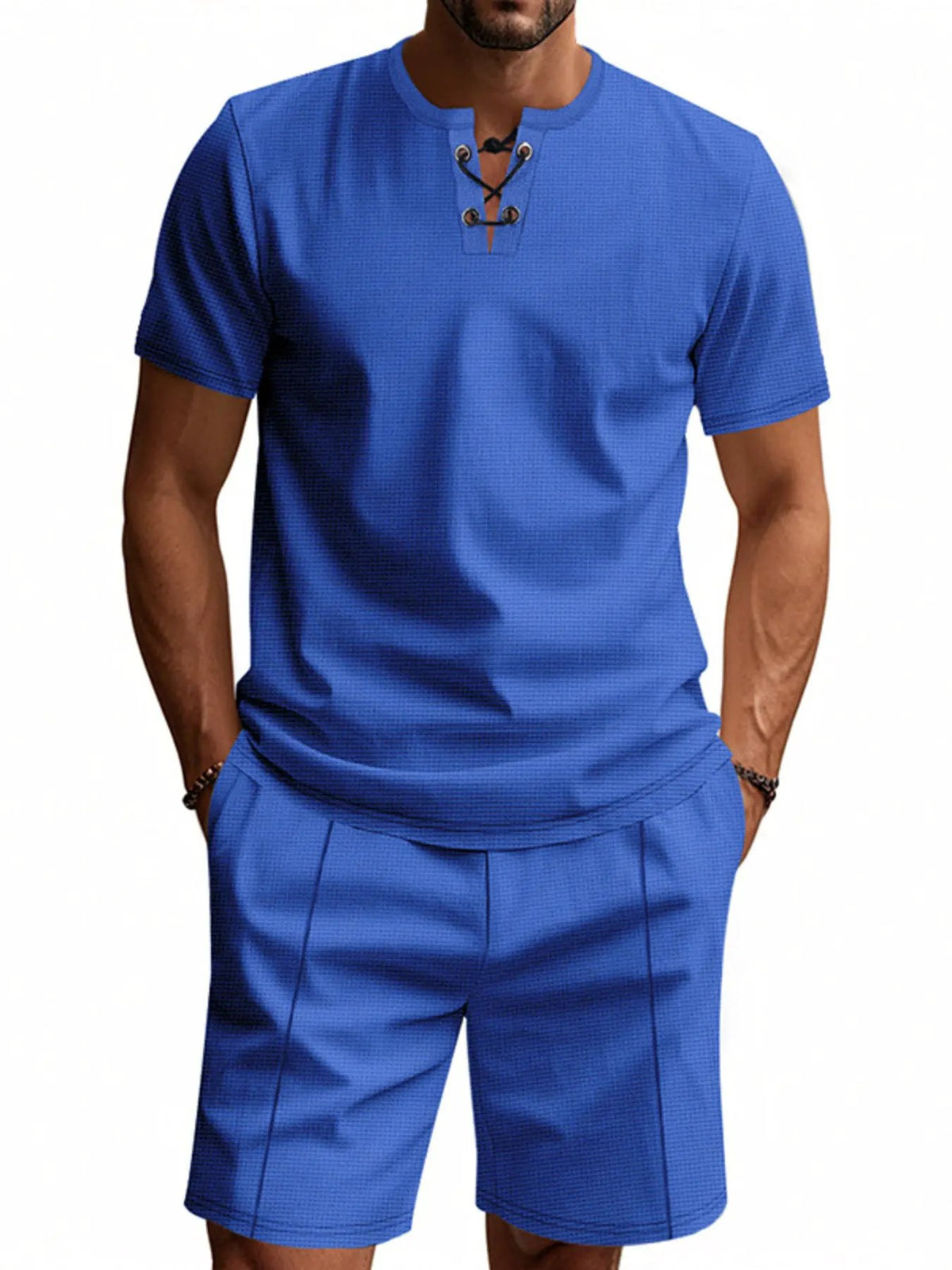 Men's Full Size Casual Short Sleeve Top & Shorts Set Plus Size by Trendsi