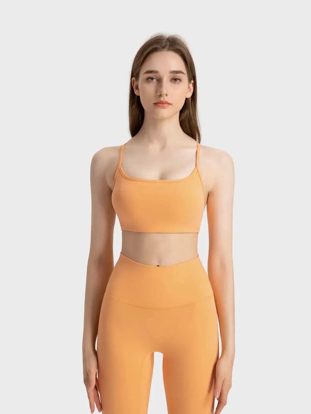 Millennia Crisscross Back Scoop Neck Active Cami with Detachable Chest Pads by Millennia