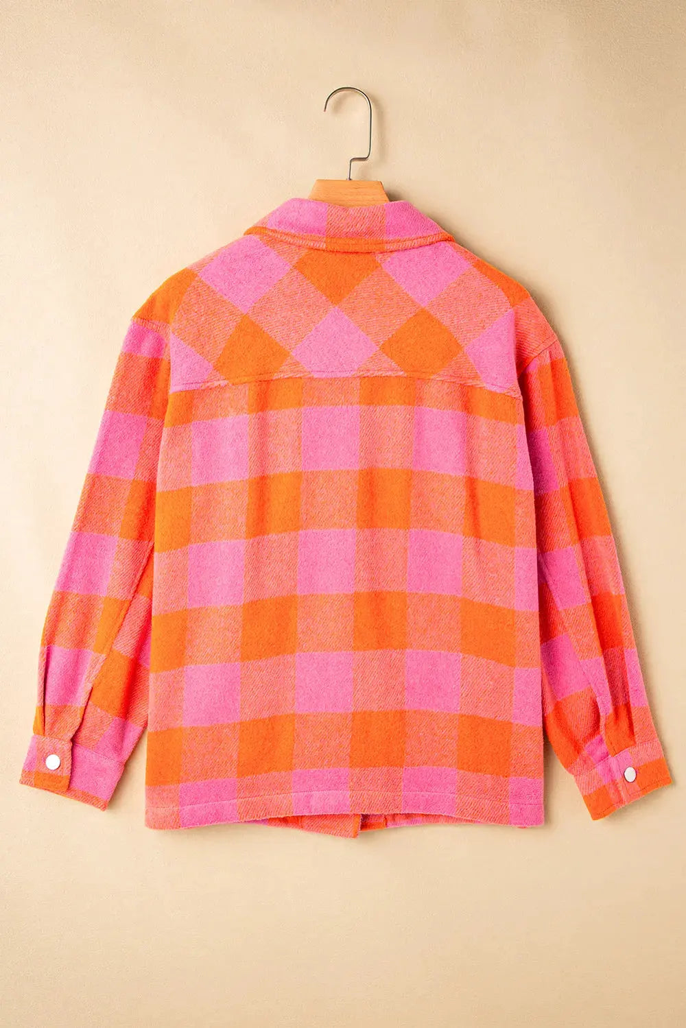 Plaid Collared Neck Button Up Jacket by Partner Label