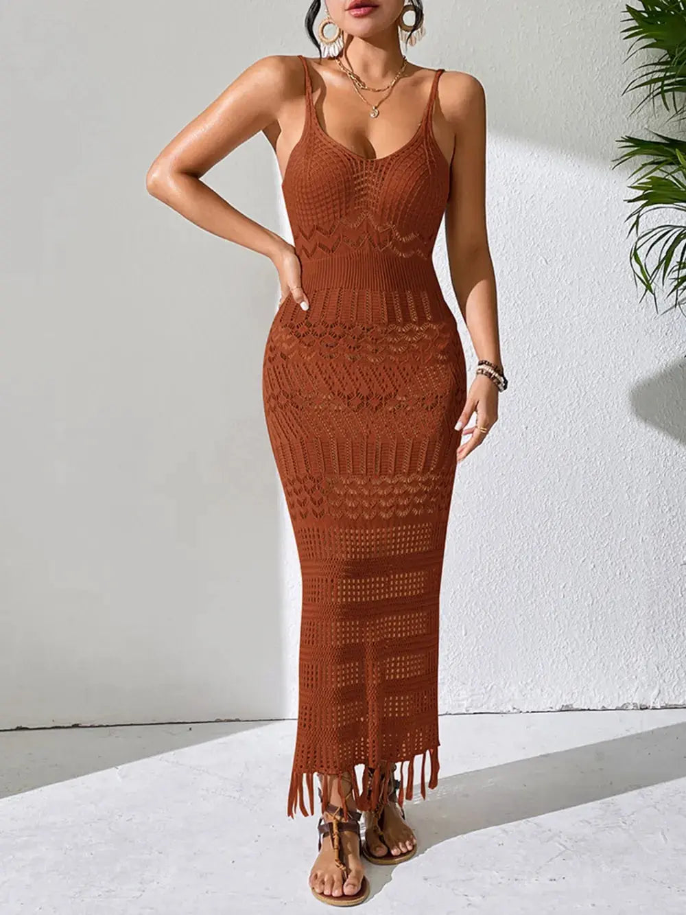 Openwork Scoop Neck Cover-Up Dress by Partner Label