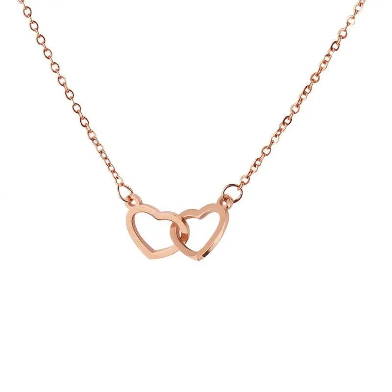 Double Heart Name Necklace - couples necklace by Maiden-Art