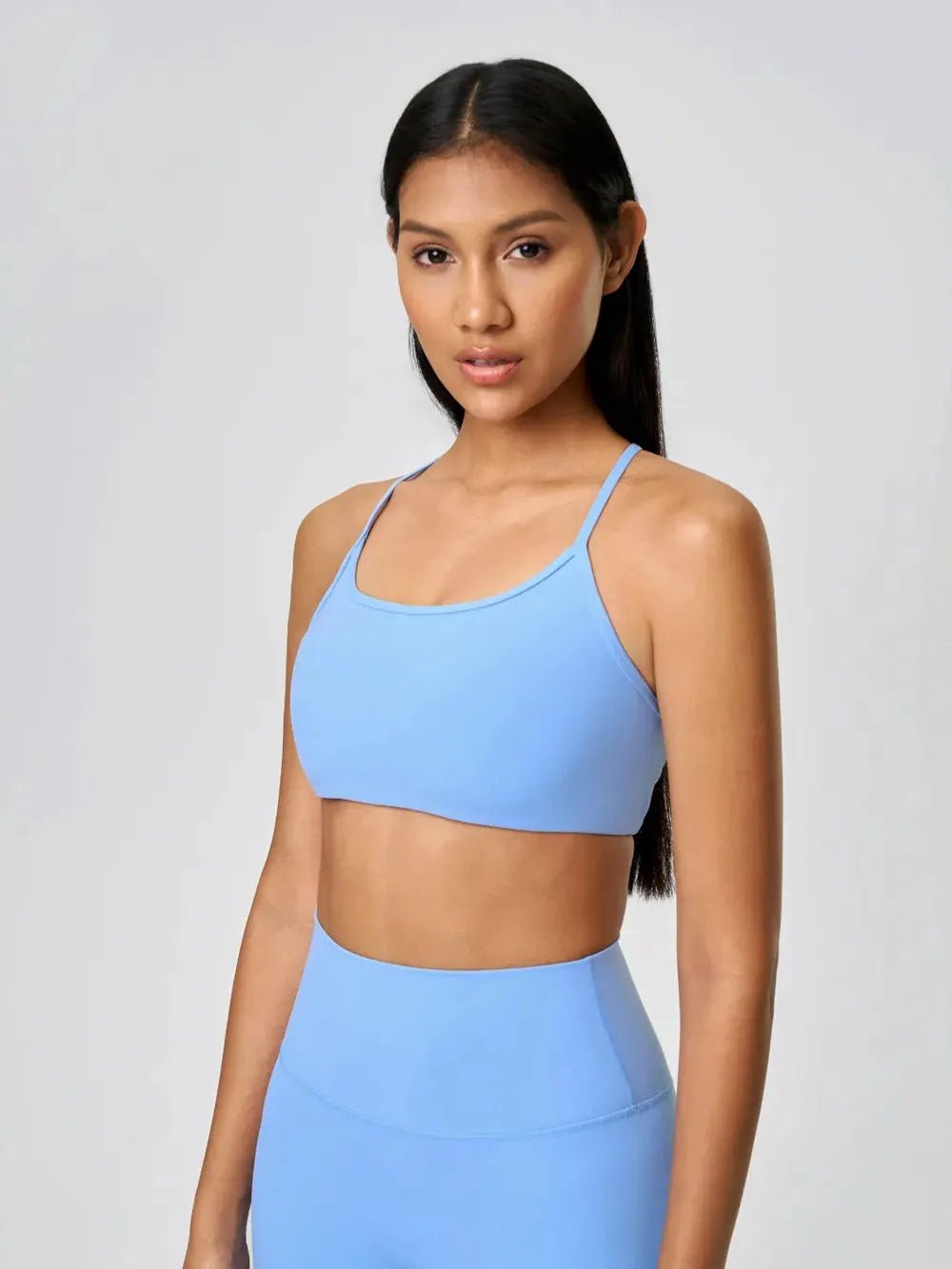 Millennia Crisscross Back Scoop Neck Active Cami with Detachable Chest Pads by Millennia