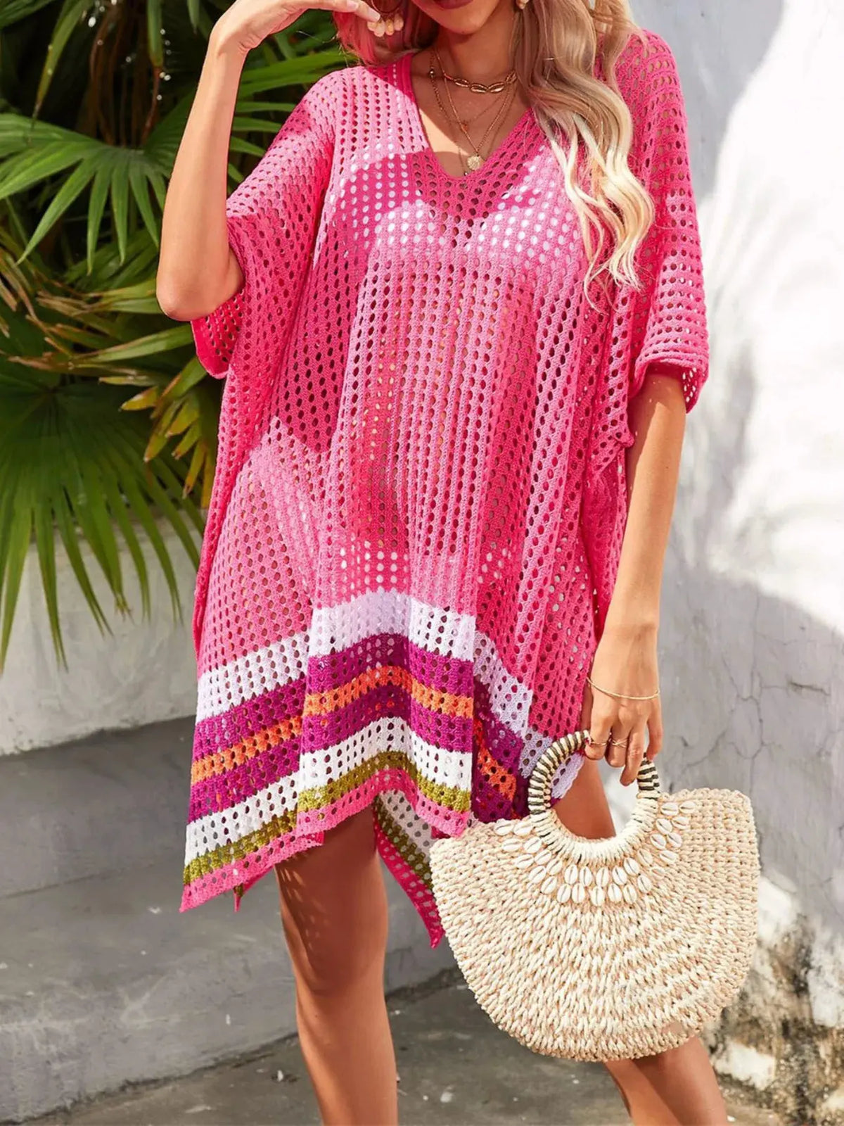Crochet V-Neck Cover-Up Dress by Partner Label