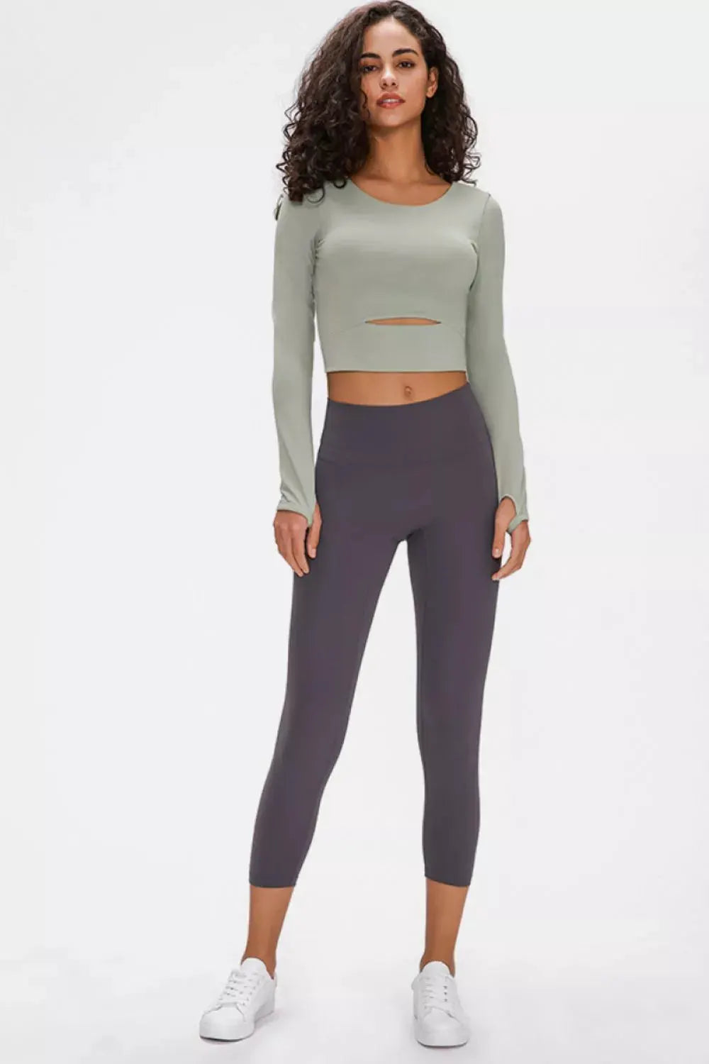 Millennia Long Sleeve Cropped Top With Sports Strap by Millennia