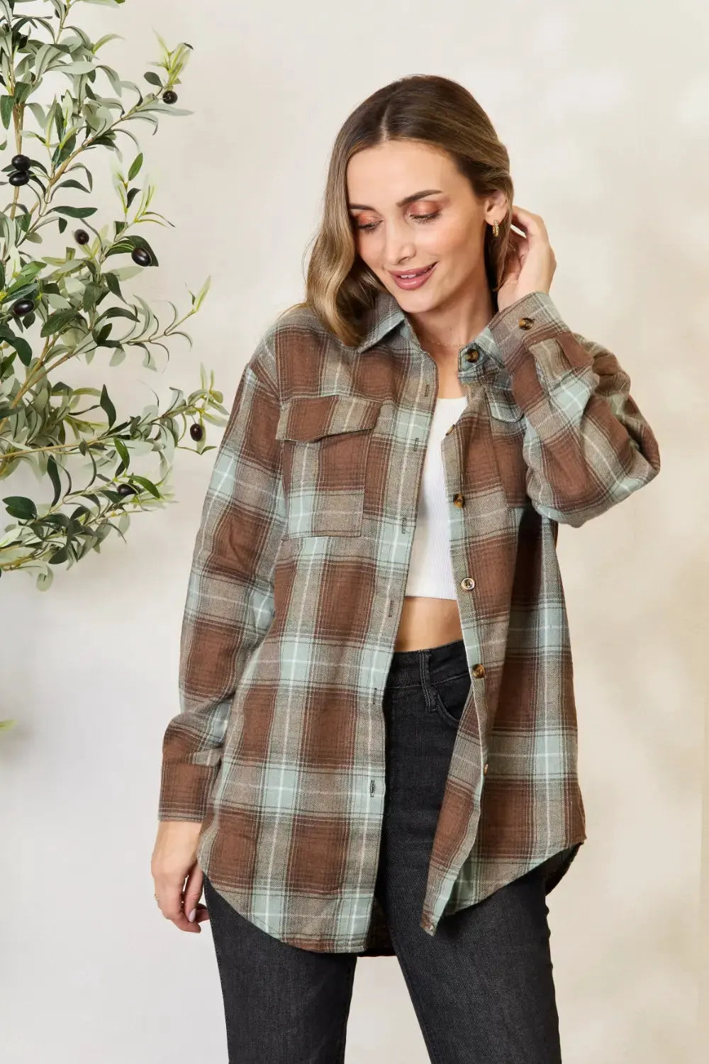 Mandy Plaid Dropped Shoulder Shirt by Mandy
