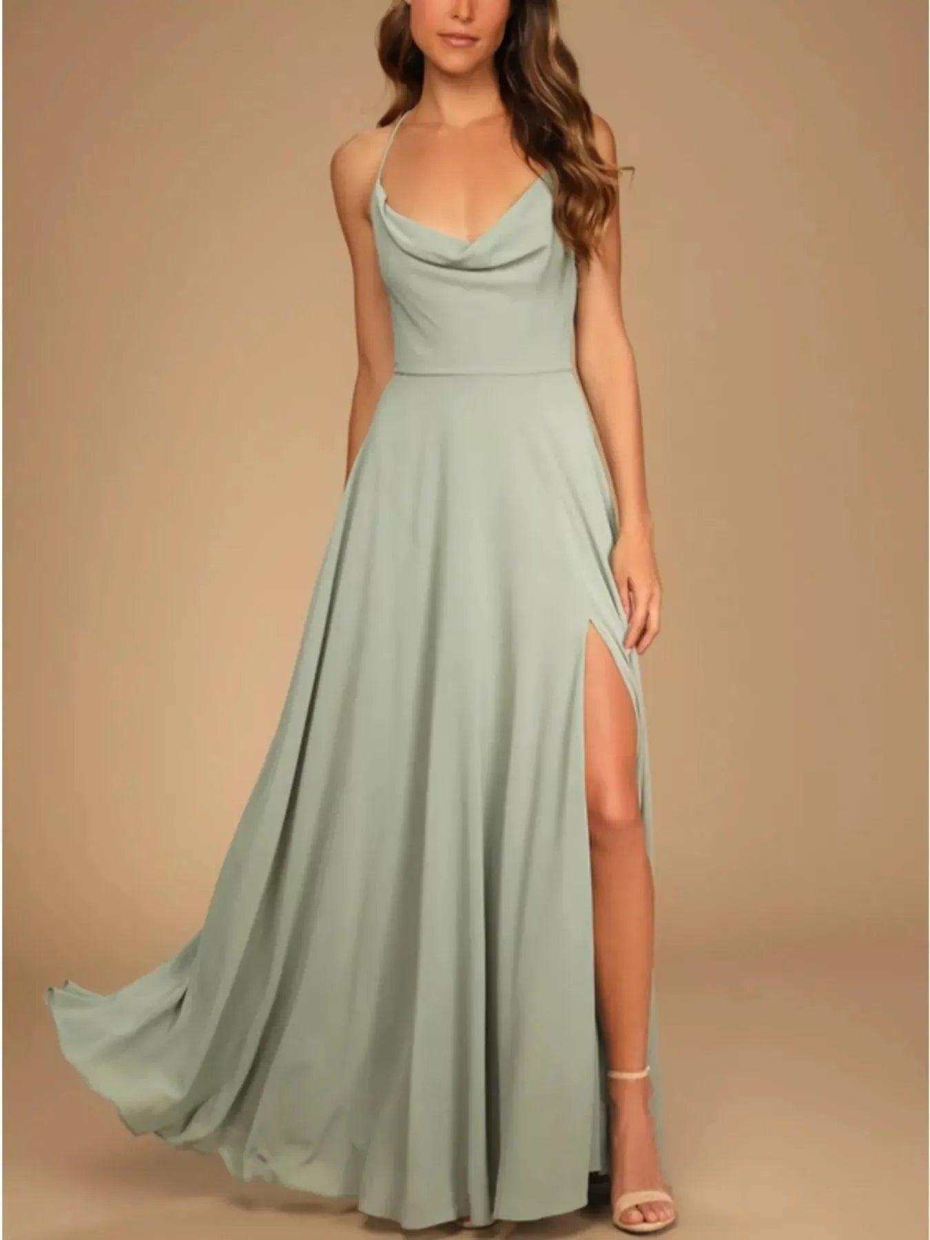 Slit Cowl Neck Maxi Dress by Partner Label
